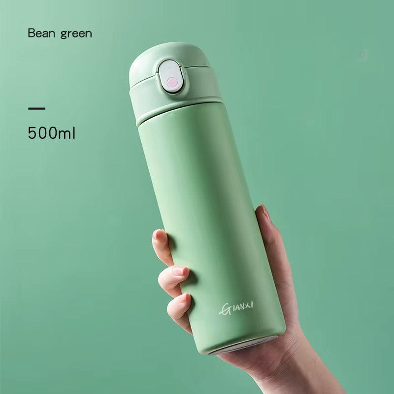 Bouncing Straw Thermos Cup Stainless Steel Termos Water Bottle Simple Ins Style Portable Insulated Cups Drinkware