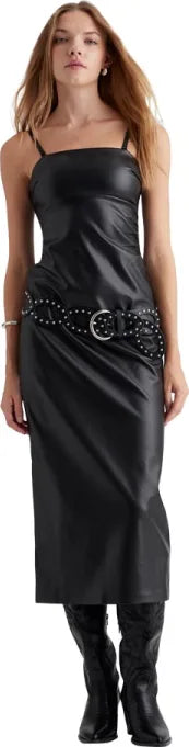 👗 Hollywood Land – Vestido Midi Efecto Piel