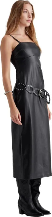 👗 Hollywood Land – Vestido Midi Efecto Piel