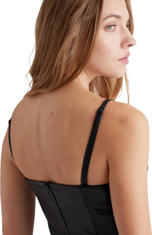 👗 Hollywood Land – Vestido Midi Efecto Piel