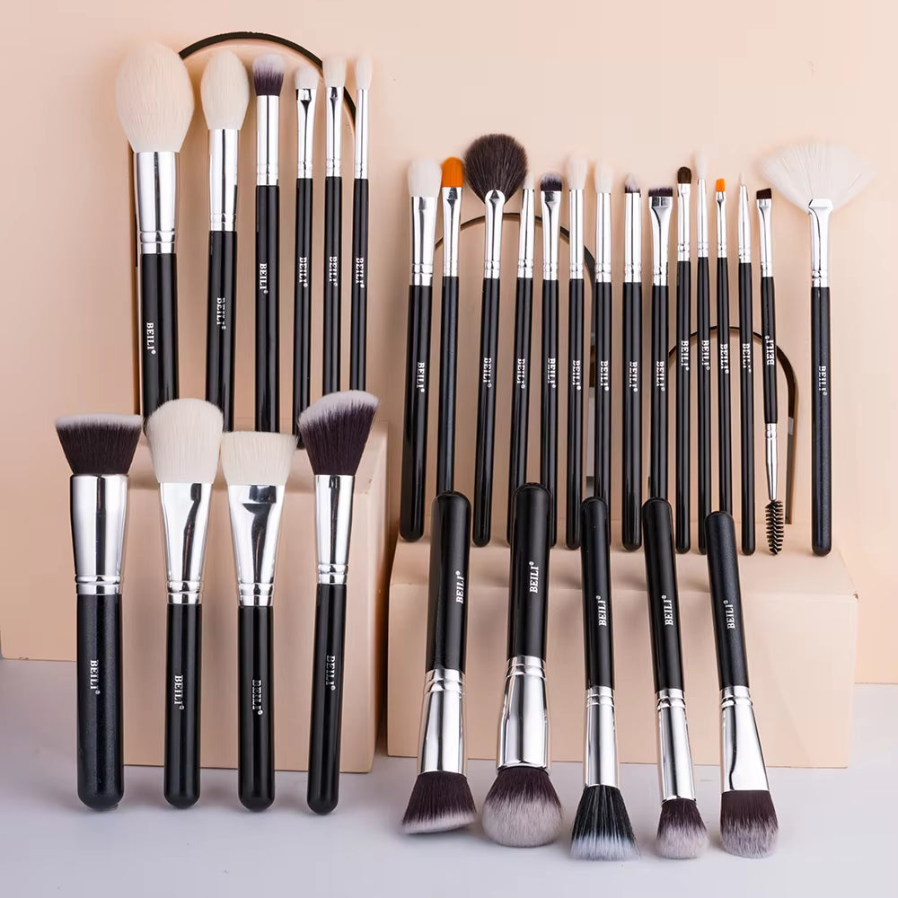 Goat Makeup Brush Set Eyeshadow Makeup Brushes Professional Foundation Blending Eyebrow Fan Blush Brosse Maquiagens