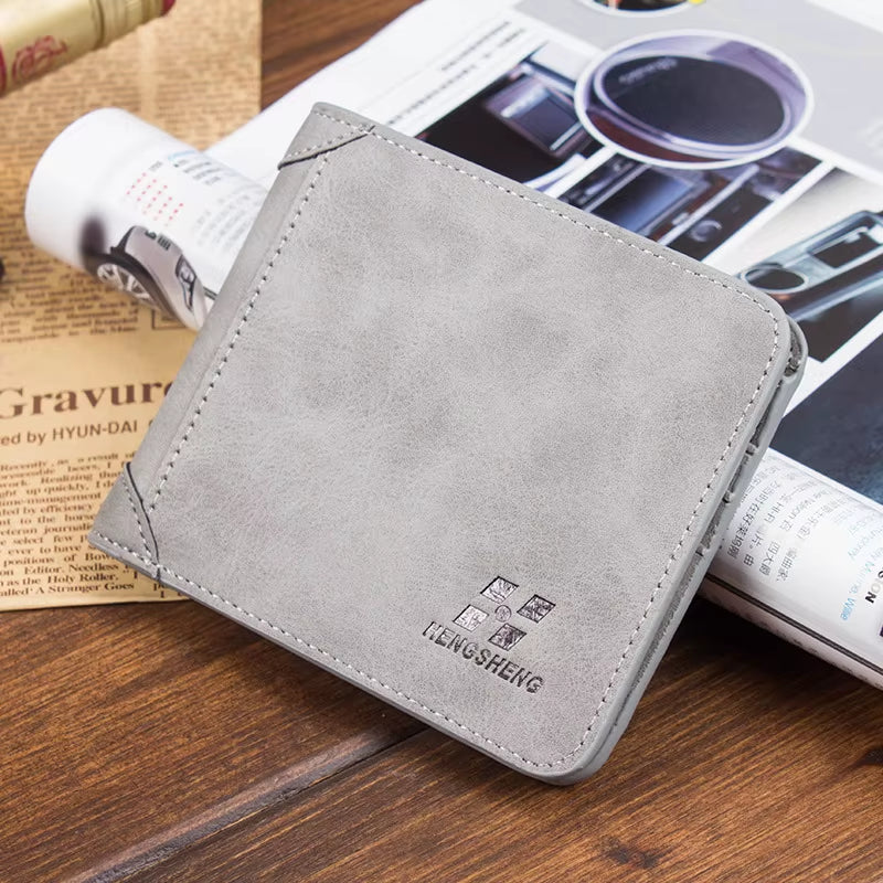 Wallet for Men Short Casual Carteras Business Foldable Wallets PU Leather Male Billetera Hombre Luxury Small Zipper Coin Purse