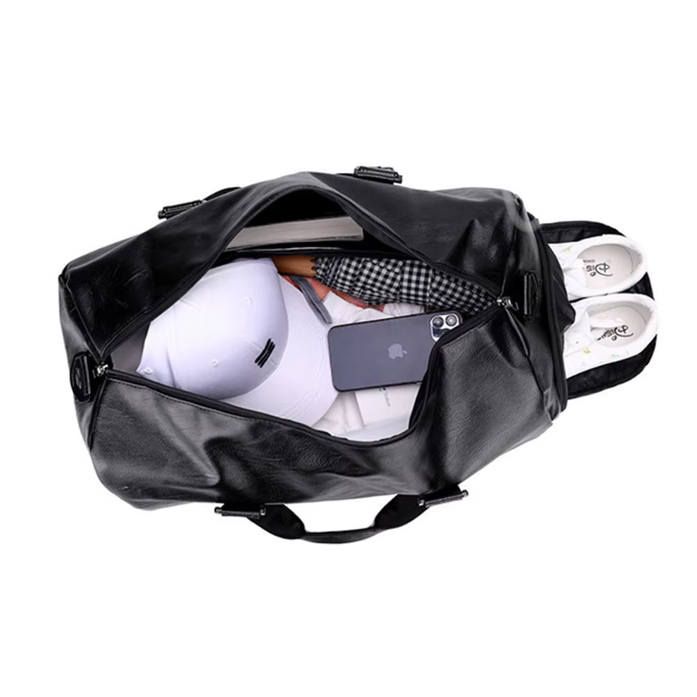 PU Leather Gym Bag Fitness Sports Bags Dry Wet Handbags for Men Women Training Shoulder Traveling Sac De Sport Gym Bag XA18A