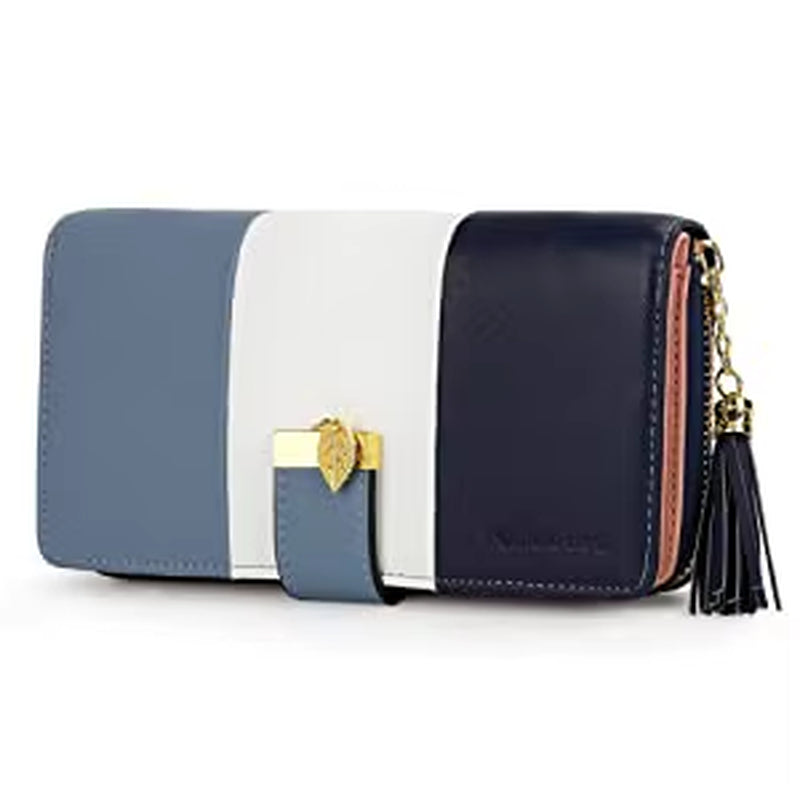 Womens Wallet RFID Blocking Genuine Leather Multi Credit Card Large Capacity Zip around Clutch Travel Purse Wristlet