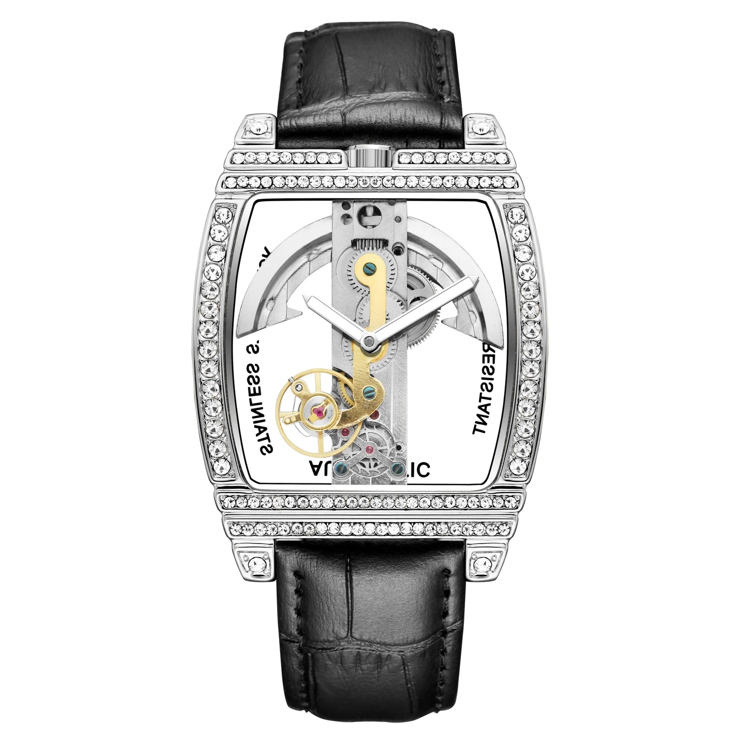 Transparent Automatic Mechanical Watch Men Steampunk Skeleton Luxury Gear Self Winding Leather Mens Clock Watches Montre Homme