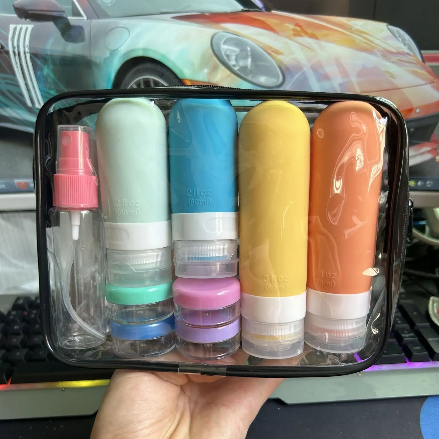 17Pcs/4Pcs Travel Bottle Set Leak-Proof Container Portable Refillable Toiletries Shampoo Conditioner Lotion Liquid Empty Bottles