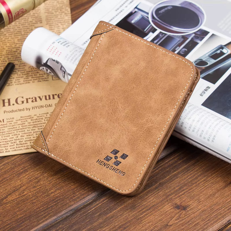 Wallet for Men Short Casual Carteras Business Foldable Wallets PU Leather Male Billetera Hombre Luxury Small Zipper Coin Purse