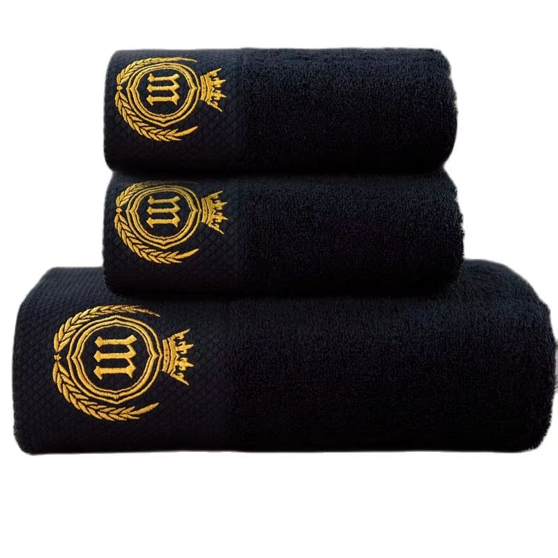Black High-End Custom LOGO Face Towel Bath Towel Hotel SPA Nail Salon Barber Customized Name Initials