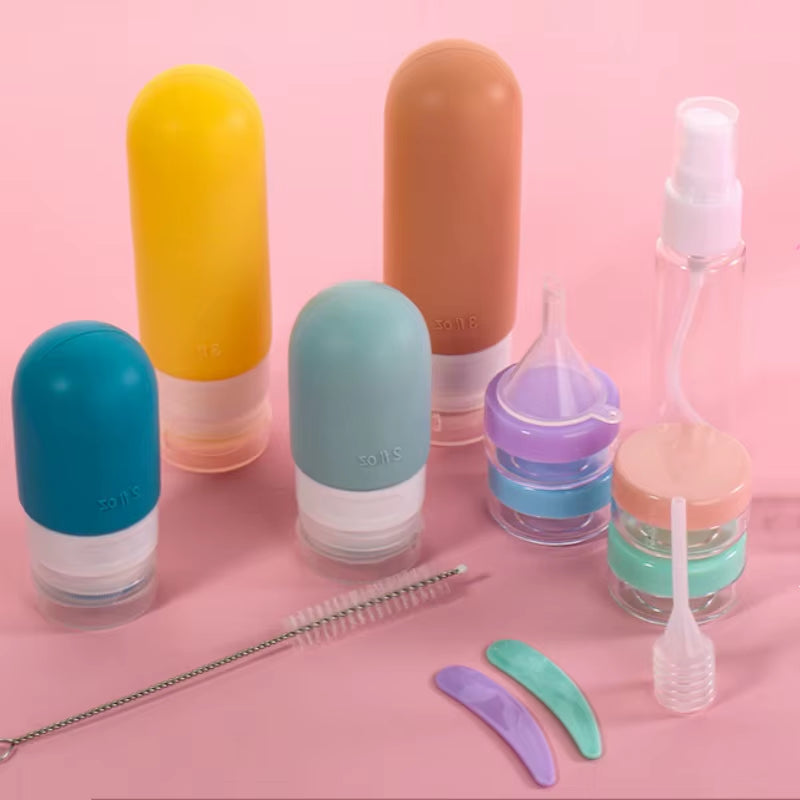 17Pcs/4Pcs Travel Bottle Set Leak-Proof Container Portable Refillable Toiletries Shampoo Conditioner Lotion Liquid Empty Bottles