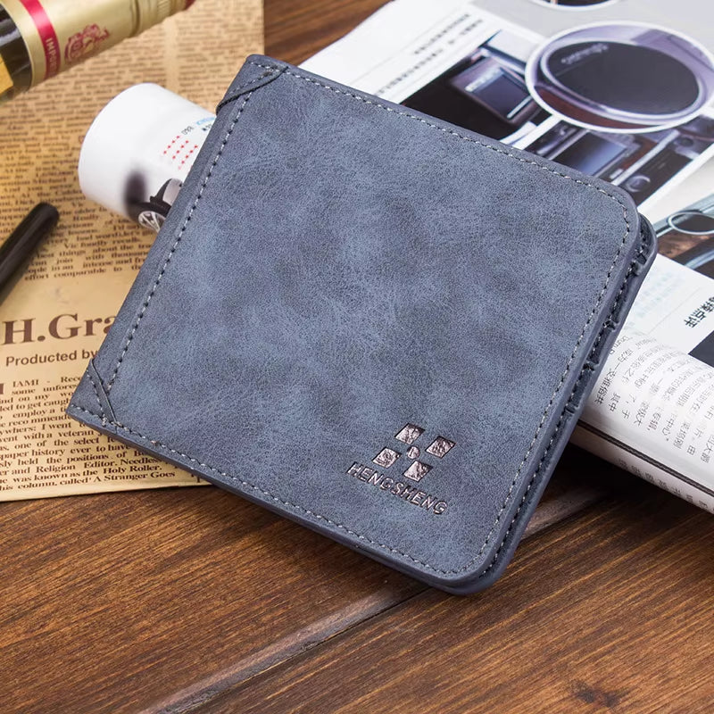 Wallet for Men Short Casual Carteras Business Foldable Wallets PU Leather Male Billetera Hombre Luxury Small Zipper Coin Purse