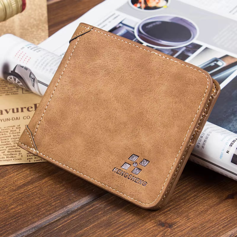 Wallet for Men Short Casual Carteras Business Foldable Wallets PU Leather Male Billetera Hombre Luxury Small Zipper Coin Purse