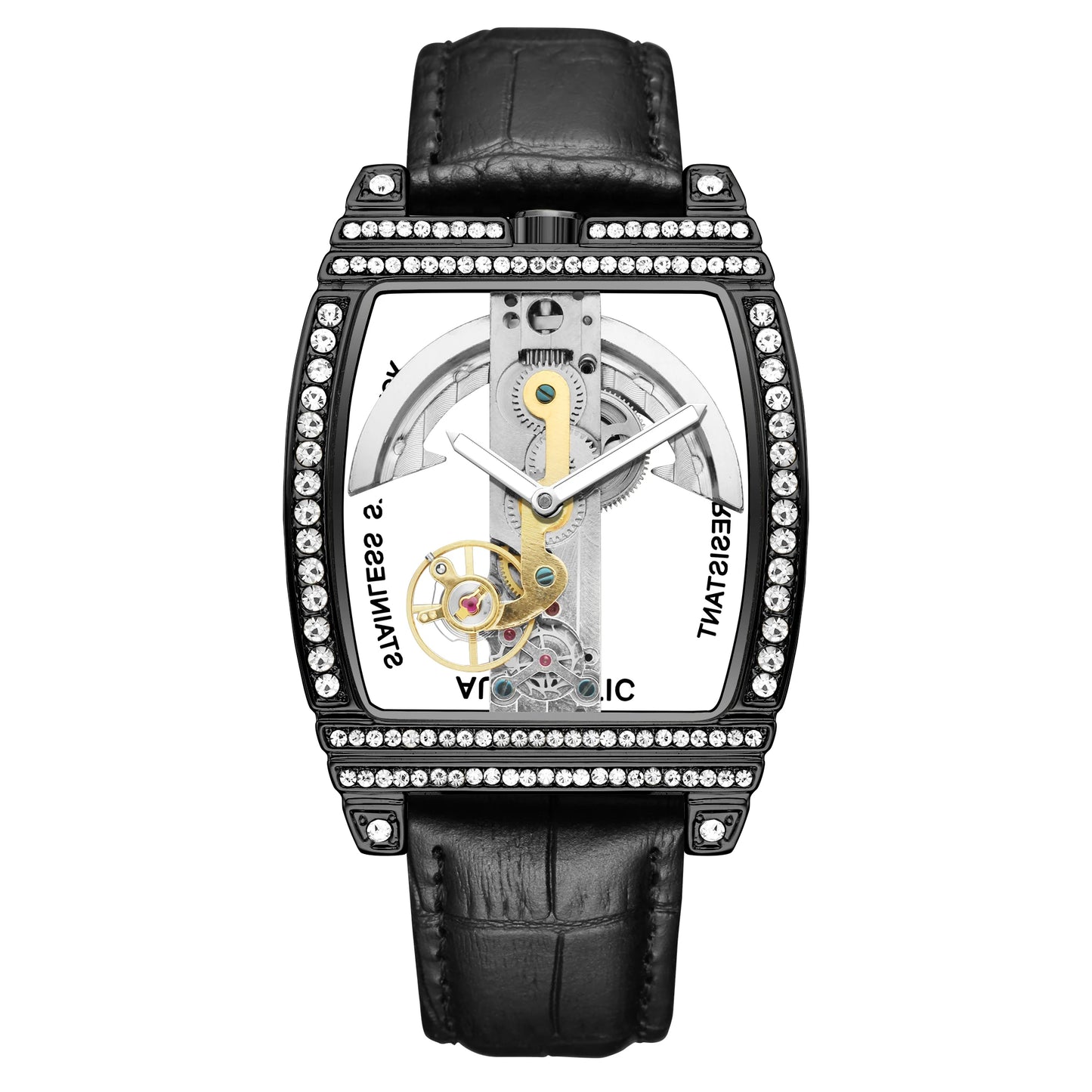 Transparent Automatic Mechanical Watch Men Steampunk Skeleton Luxury Gear Self Winding Leather Mens Clock Watches Montre Homme