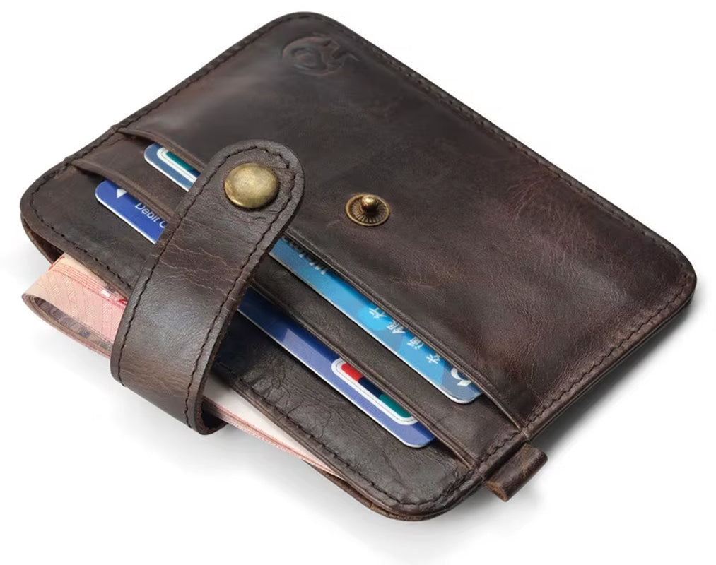 Men Genuine Leather Slim Wallet Male Small Purse Mini Money Bag Walet Thin Portomonee Carteras Man'S Wallet Card Holder